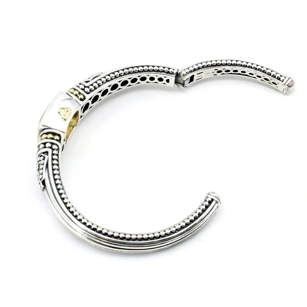 ♥️SOLD♥️LAGOS * Vintage Sterling Silver & 18K Citrine Caviar Cuff Bracelet - Picture 5 of 10